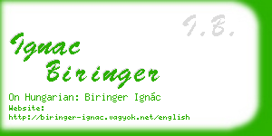 ignac biringer business card